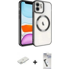 Marsilyan™- iPhone 11 Kılıf Nova Işık Özel Seri - Şeffaf Uv Polymer Nano Ekran Koruyucu + Sarı Renkli Kamera Lens Koruma Cam
