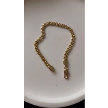 Liva Accessories Altın Kaplama Özel Klipsli Kararmayan Altın Renkli Örme Zincir Bileklik
