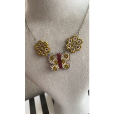 Liva Accessories Miyuki Tasarım Kelebek ve Çiçekler Kolye