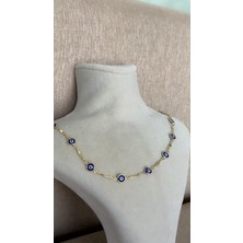 Liva Accessories Ferline-Altın Kaplama Aralıklı Nazar Boncuklu Kolye-Kararmayan, Anti-Alerjik, Çok Kaliteli