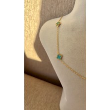 Liva Accessories Zincirli Kolye-Kararmayan, Anti-Alerjik, Çok Kaliteli, Beşli Mini Cleef Çiçekleri
