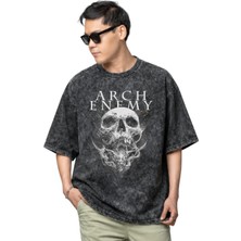 Sevbano Arch Enemy Rock Metal Müzik Grubu Baskılı Unisex Oversize Vintage Yıkamalı Tişört