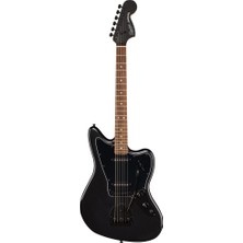 Jim Dunlop Squier Limited Edition Affinity Jaguar Black Pg Black Hardware Match Headstock Metallic Black Elektro Gitar