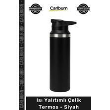 Carlburn #termos Kamp Piknik Seyahat Ofis Sızdırmaz Kapak Isı Koruma Paslanmaz Vakumlu Mat Şık Tasarım Spor Çelik Termos Siyah