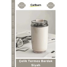 Carlburn #termos Piknik Kamp Seyahat Sızdırmaz Isı Yalıtımlı Paslanmaz Çift Katmanlı Mat Şık Çelik Termos Bardak Siyah