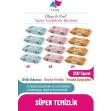 Livory Clean & Cool Serisi Yüzey Temizleme Havlusu 4 Adet Orkide Dokunuşu (4 x 100) 4 Adet Manolya Ferahlığı (4 x 100) 4 Adet Portakal Çiçeği Işıltısı (4 X100) (1200 Yaprak)