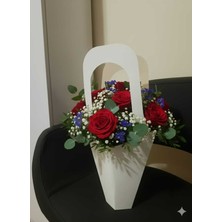 Orbak Kağıtçılık Şişe & Çiçek Taşıma Çanta Beyaz Lüks İçi Gri – Dekoratif Buket ve Saksı Hediye Çantası (100 Adet)