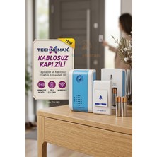 Direkstoktan Technomax TM-1001 Kablosuz Pilli Kapı Zili | 100M Menzil, 24 Farklı Melodi / Wireless Door Bell