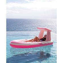 intex Pembe Tekne Şeklinde Şişme Deniz Yatağı - 2 Kişilik Gölgelikli Havuz Botu 257X119CM
