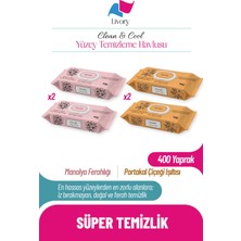 Livory Clean & Cool Serisi Yüzey Temizleme Havlusu 2 Adet Manolya Ferahlığı (2 x 100) 2 Adet Portakal Çiçeği Işıltısı (2 X100) (400 Yaprak)