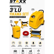 Staxx Power Endüstriyel 200 Bar Oto Yıkama -Merdaneli Bez Sıkma Makinesi- 100 Lt Köpük Tanklı Komple Set