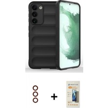 Marsilyan™- Galaxy S23 Plus Kılıf Atlas Koleksiyonu - Siyah 6d Mat Seramik Hayalet Nano Ekran Koruyucu + Metal Kamera Lens - Kı