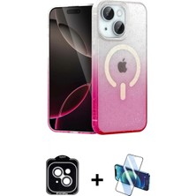 Marsilyan™- iPhone 14 Kılıf Eksen Minimal Özel Seri - Siyah 3D Antistatik Cam Ekran Koruyucu + Pvd Metal Kamera Lens - Gs