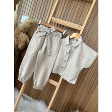Kids Çocuk Kız Çocuk Gabardin Gömlek Pantolon Takım 2 Parça (3-12YAŞ)