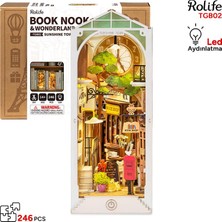 Rolife TGB02 Sunshine Town Kasaba Kitap Köşesi Book Nook Dıy Minyatür Maket Model Seti Mini Dollhouse 3D Model Kit Detaylı Dekoratif Hobi Set 3D Puzzle Tiny House