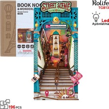 Rolife TGB13 Street Scene Kitap Köşesi Book Nook Dıy Minyatür Maket Model Seti Mini Dollhouse 3D Model Kit Detaylı Dekoratif Hobi Seti 3D Puzzle Tiny House