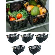 Kitchen Dream Siyah 5 Adet Çok Amaçlı Plastik Tutacaklı Organizer Sepet , Dolap Içi & Çekmece & Banyo Düzenleyici