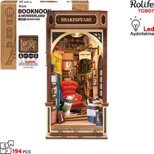 Rolife TGB07 Kitapçı (Bookstore) Kitap Köşesi Book Nook Dıy Minyatür Maket Model Seti Mini Dollhouse 3D Model Kit Detaylı Dekoratif Hobi Seti 3D Puzzle Tiny House