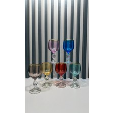 Vakıf Home Kristal Ayaklı Renkli Gold Kahve Yanı Su Bardağı 150 cc