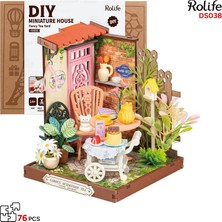Rolife DS038 Şık Çay Bahçesi (Fancy Tea Yard) Dıy Minyatür Maket Model Seti Mini Dollhouse 3D Model Kit Detaylı Dekoratif Hobi Seti 3D Puzzle Tiny House