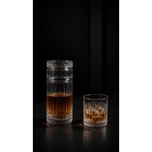 Zürih Collection El Yapımı Kristal Kare Sürahi-Karaf ve 6 Parça Kristal Su-Viski Bardağı Seti - Su Seti