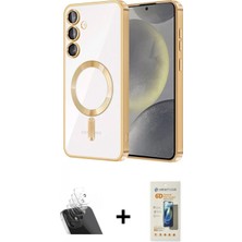 Marsilyan™- Galaxy S23 Plus Kılıf Nova Işık Özel Seri - Siyah 6d Mat Seramik Hayalet Nano Ekran Koruyucu + Kamera Lens Koruma Cam - Sf