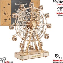 Rolife TGN01 Dönme Dolap Görünümlü Müzik Kutusu (Music Box Ferris Wheel) Dıy Minyatür Maket Model Seti Ahşap 3D Wooden Puzzle 3D Model Kit Detaylı Dekoratif Hobi Seti Ahşap Maket
