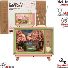 Rolife AMT02 Tv Görünümlü Müzik Kutusu (Sakura dreamy tour) Dıy Minyatür Maket Model Seti Ahşap 3D Wooden Puzzle 3D Model Kit Detaylı Dekoratif Hobi Seti Ahşap Maket