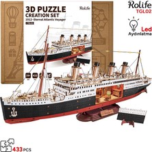 Rolife TGL02 Gemi (1912 Eternal Atlantic Voyager)Dıy Minyatür Maket Modelseti Ahşap 3D Wooden Puzzle 3D Model Kit Detaylı Dekoratif Hobi Seti Ahşap Maket
