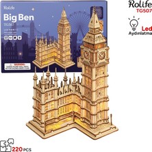 Rolife TG507 Saat Kulesi (Big Ben) Dıy Minyatür Maket Model Seti Ahşap 3D Wooden Puzzle 3D Model Kit Detaylı Dekoratif Hobi Seti Ahşap Maket