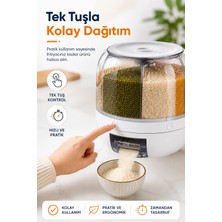 Eco Lounge Çok Bölmeli Bakliyat ve Kuru Gıda Saklama Kabı Döner Sistemli Ölçülü Dağıtıcılı