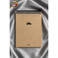 Glanart Üstten Spiralli 100 Yaprak Kareli Orta Boy Sert Kapak Bloknot  Defter Kraft Kağıt 16X23 cm
