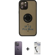 Marsilyan™- iPhone 12 Pro Kılıf Yörünge Çizgi - Şeffaf Uv Polymer Nano Ekran Koruyucu + Beyaz Neon Fosforlu Kamera Lens