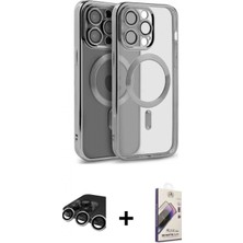 Marsilyan™- iPhone 15 Pro Kılıf Nova Işık Özel Seri - Siyah Bilvis 3D Mat Cam Ekran Koruyucu + Raze Metal Kamera Lens - Gs