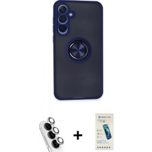 Marsilyan™- Galaxy A25 5g Kılıf Yörünge Çizgi - Şeffaf Pasifik Cam Ekran Koruyucu + Valdez Metal Kamera Lens - Gs