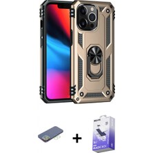 Marsilyan™- iPhone 13 Pro Max Kılıf Ahenk Klasik Koleksiyonu - Siyah Bilvis 5in1 5d Magic Hayalet Cam Ekran Koruyucu + Renkli Kamera Lens Koruma Cam - Yl
