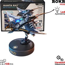 Rokr MI06 Manta Ray Dıy Mechanical 3D Puzzle Maket Model Seti 3D Model Kit Detaylı Dekoratif Hobi Seti Hareketli ve Işıklı