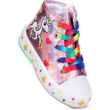 Kiko Kids Pames  Unicorn Fermuarlı Işıklı Kız Çocuk Spor Ayakkabı