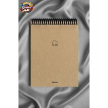 Glanart Üstten Spiralli 100 Yaprak Çizgili Orta Boy Sert Kapak Bloknot  Defter Kraft Kağıt 16X23 cm