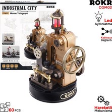 Rokr CGM02 Morse telegraph Dıy Mechanical 3D Puzzle Maket Model Seti 3D Model Kit Detaylı Dekoratif Hobi Seti Hareketli ve Işıklı