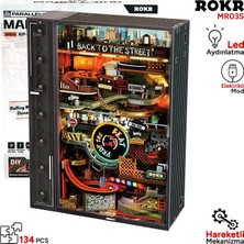 Rokr MR03S Hip-Hop Street Marble Run Dıy Mechanical 3D Puzzle Maket Model Seti 3D Model Kit Detaylı Dekoratif Hobi Seti Hareketli ve Işıklı