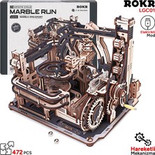 Rokr LGC01 Marble Spaceport Marble Run Dıy Minyatür Maket Model Seti Ahşap 3D Wooden Puzzle 3D Model Kit Detaylı Dekoratif Hobi Seti Ahşap Maket