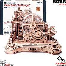 Rokr EGC01 Gear Ball Challenge Dıy Minyatür Maket Model Seti Ahşap 3D Wooden Puzzle 3D Model Kit Detaylı Dekoratif Hobi Seti Ahşap Maket