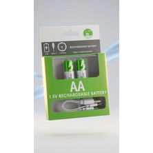 Gucso Type-C Şarjlı Aa Kalem Pil 1.5V 2600MWH Li-Ion 2'li Paket