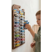 My Kids Room 20'li Ahşap Araba Sergileme Rafı Kahverengi Modern Tasarım ve Kolay Montaj