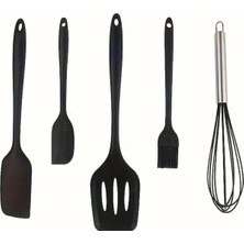 Kitchen Dream Isıya Dayanıklı Yanmaz Yapışmaz Silikon Spatula Seti 5 Parça Siyah