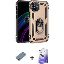 Marsilyan™- iPhone 12 Kılıf Ahenk Klasik Koleksiyonu - Siyah Bilvis 5in1 5d Magic Hayalet Cam Ekran Koruyucu + Metal Kamera Lens Koruma Cam - Gd