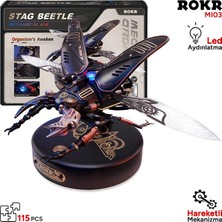 Rokr MI03 Stag Beetle Dıy Mechanical 3D Puzzle Maket Model Seti 3D Model Kit Detaylı Dekoratif Hobi Seti Hareketli ve Işıklı
