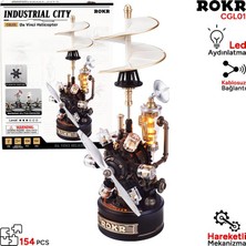 Rokr CGL01 Leonardo Da vinci’s helicopter Dıy Mechanical 3D Puzzle Maket Model Seti 3D Model Kit Detaylı Dekoratif Hobi Seti Hareketli ve Işıklı