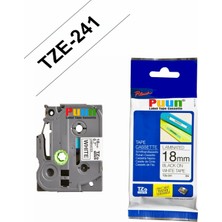 Puun Brother TZE-241 18MM*8MT Beyaz Üzerine Siyah Laminasyonlu Muadil Etiket (Tze Tape)